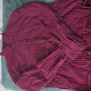 Old Navy Red and Black Plaid Button Up Shirt
